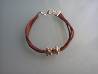 Pulsera cola de ratón marrón florecitas Mod.008: 5€